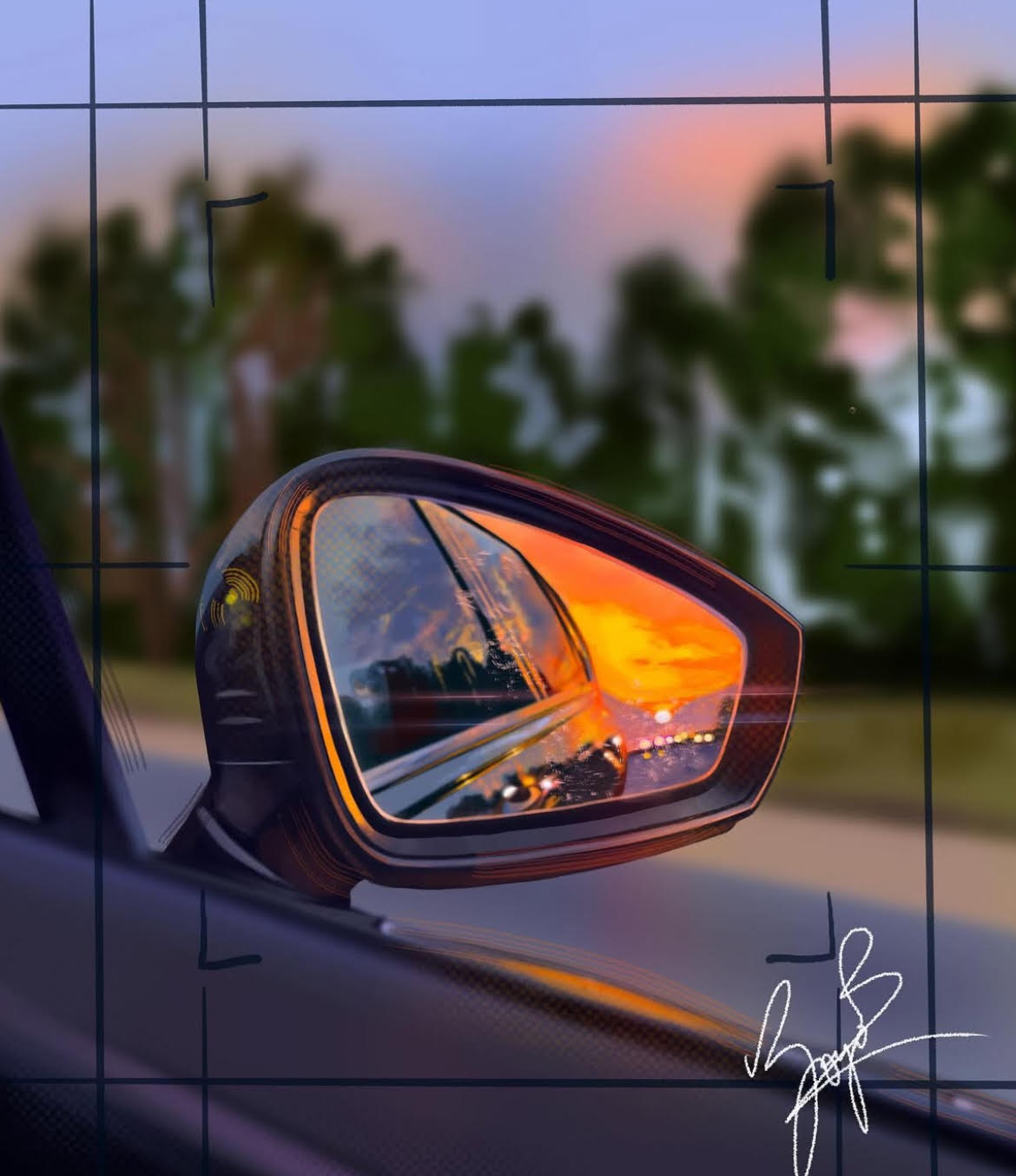 Rearview Mirror Sunset